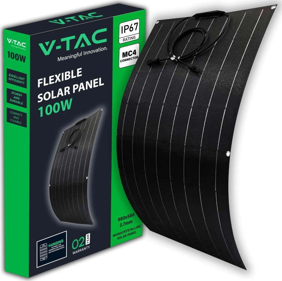 VT-10100 Pannello Solare Fotovoltaico 100W Flessibile IP65 per Accumulatori Portatili - SKU 11568 Commercio Industria e Scienza/Energia solare e eolica/Pannelli solari/Pannelli solari monocristallini Zencoccostore - Formia, Commerciovirtuoso.it