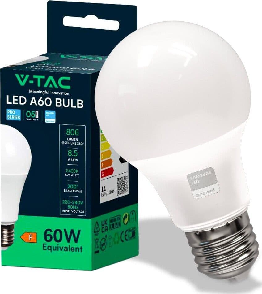 VT-210 LAMPADINA LED E27 8.5W BULB A60 GOCCIA SMD CHIP SAMSUNG - SKU 21228 / 21229 / 21230 Illuminazione/Lampadine/Lampadine a LED Zencoccostore - Formia, Commerciovirtuoso.it