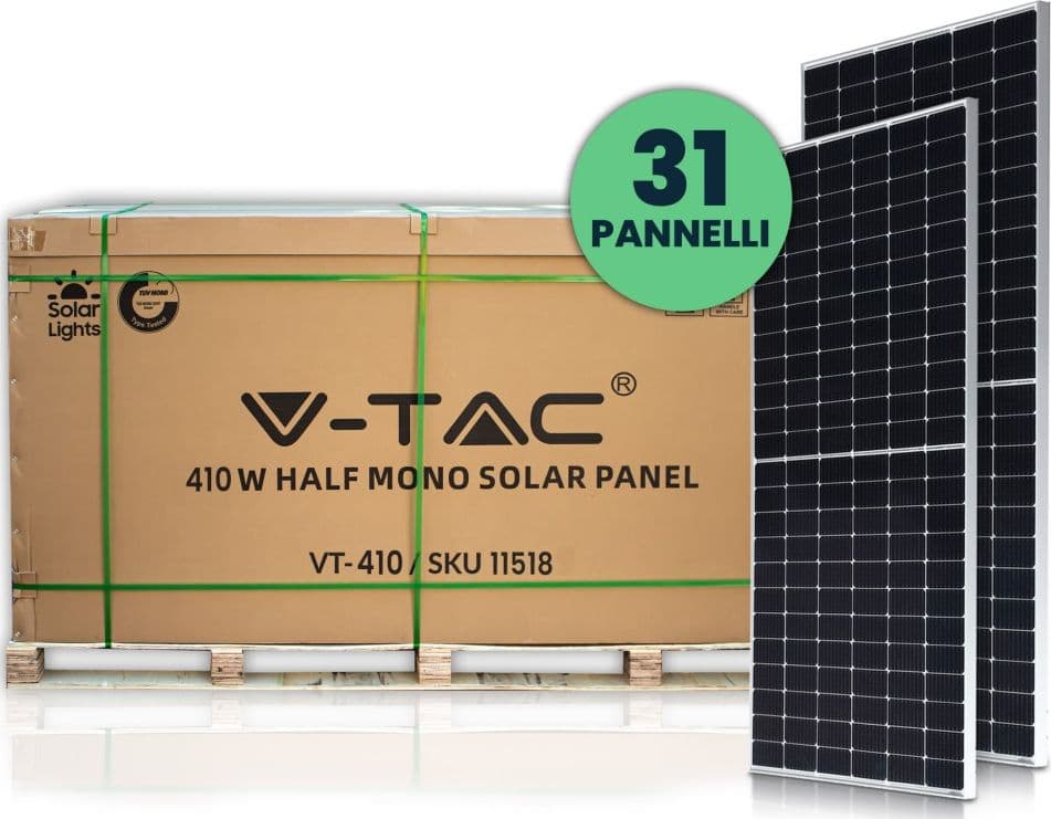 VT-410 Kit 12,7kW 31 Pannelli Solari Fotovoltaici 410W 108 Celle IP68 - SKU 1151831 Commercio Industria e Scienza/Energia solare e eolica/Pannelli solari/Pannelli solari monocristallini Zencoccostore - Formia, Commerciovirtuoso.it