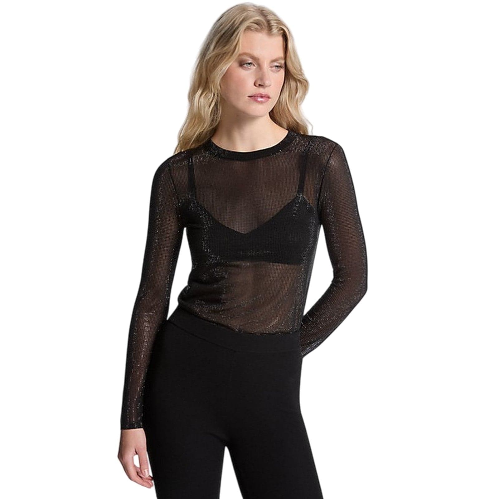 MICHAEL KORS maglie donna michael kors - gem ht fitted ls crew - nero da donna in Casual Drestige - Casamassima, commercioVirtuoso.it