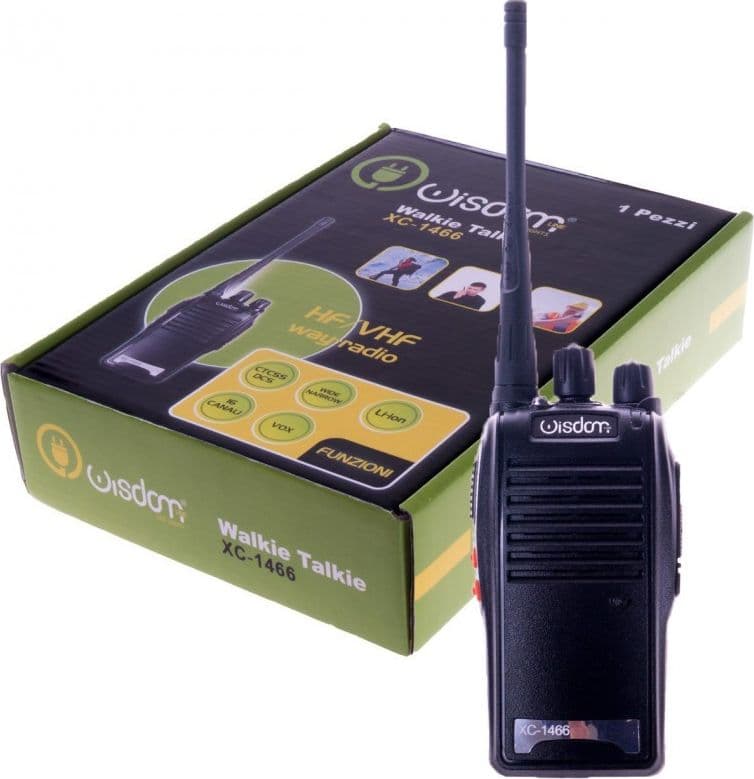 WALKIE TALKIE RICETRASMETTITORE WISDOM POTENZA 5W 16 CANALI BATTERIA AL LITIO