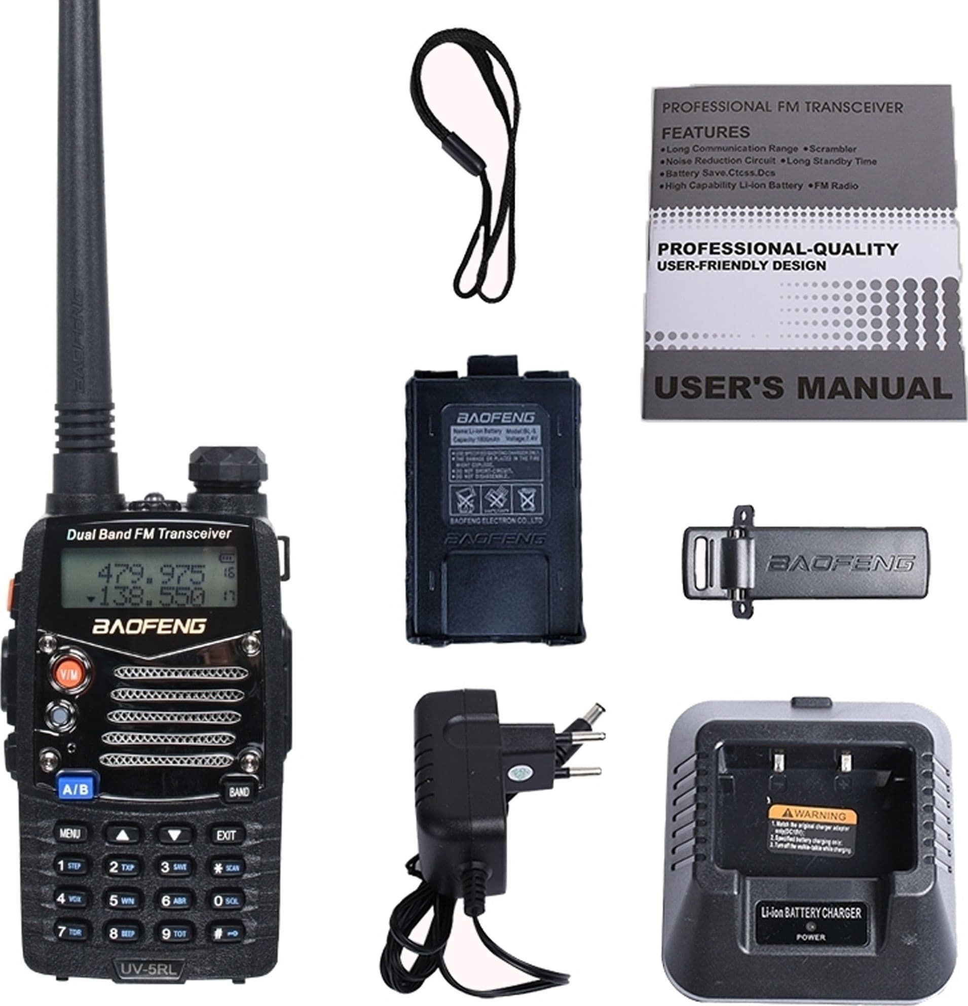 WALKIE TALKIE UV5RL RADIO TORCIA RICETRASMITTENTE MULTI CANALE AUTOPARLANTE MIC