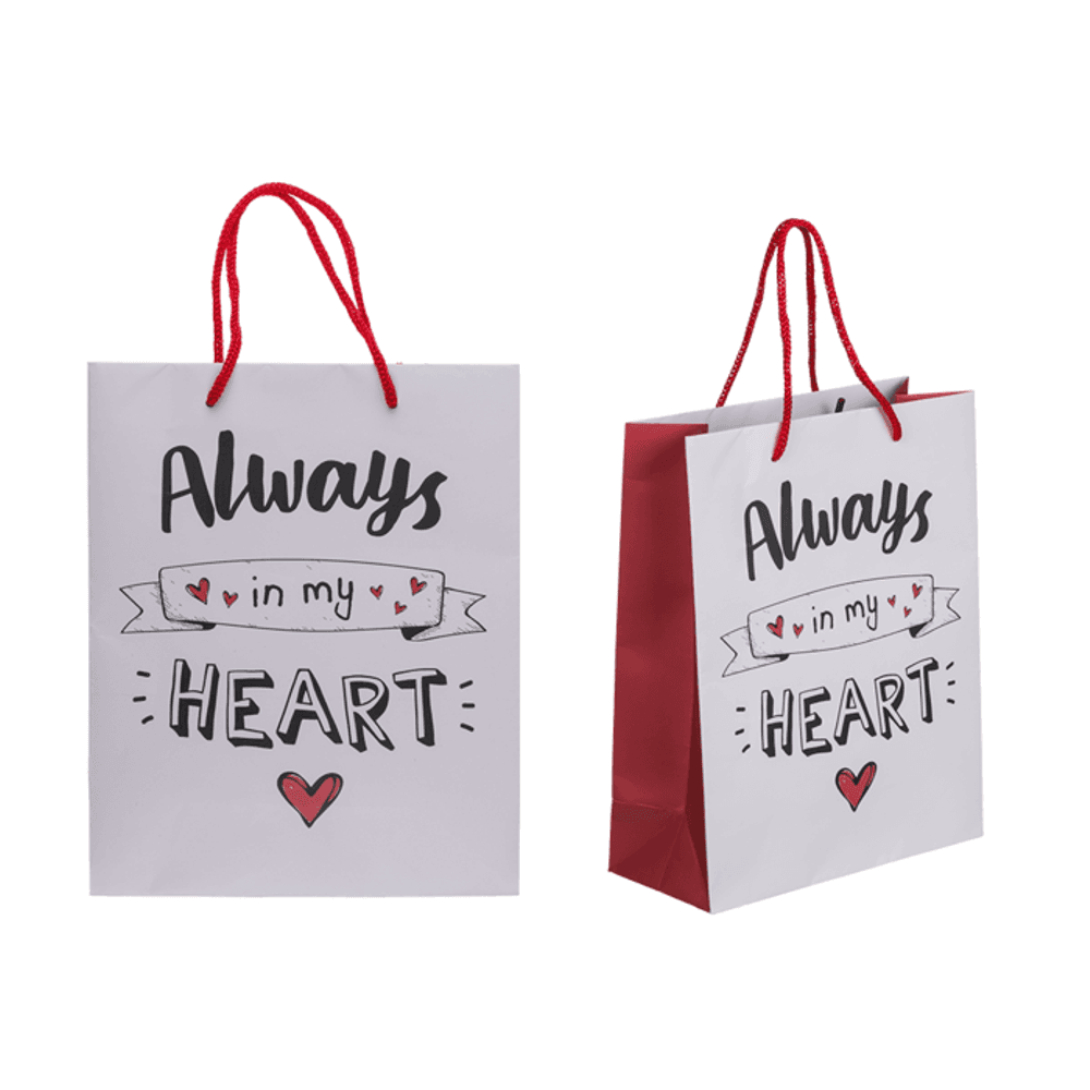 12 PZ SACCHETTO REGALO IN CARTA BIANCA ALWAYS IN MY HEART SEMPRE NEL MIO CUORE GADGET PER ADULTI ADDIO AL CELIBATO NUBILATO in Sacchetti da regalo Kondorama - Martinsicuro, commercioVirtuoso.it