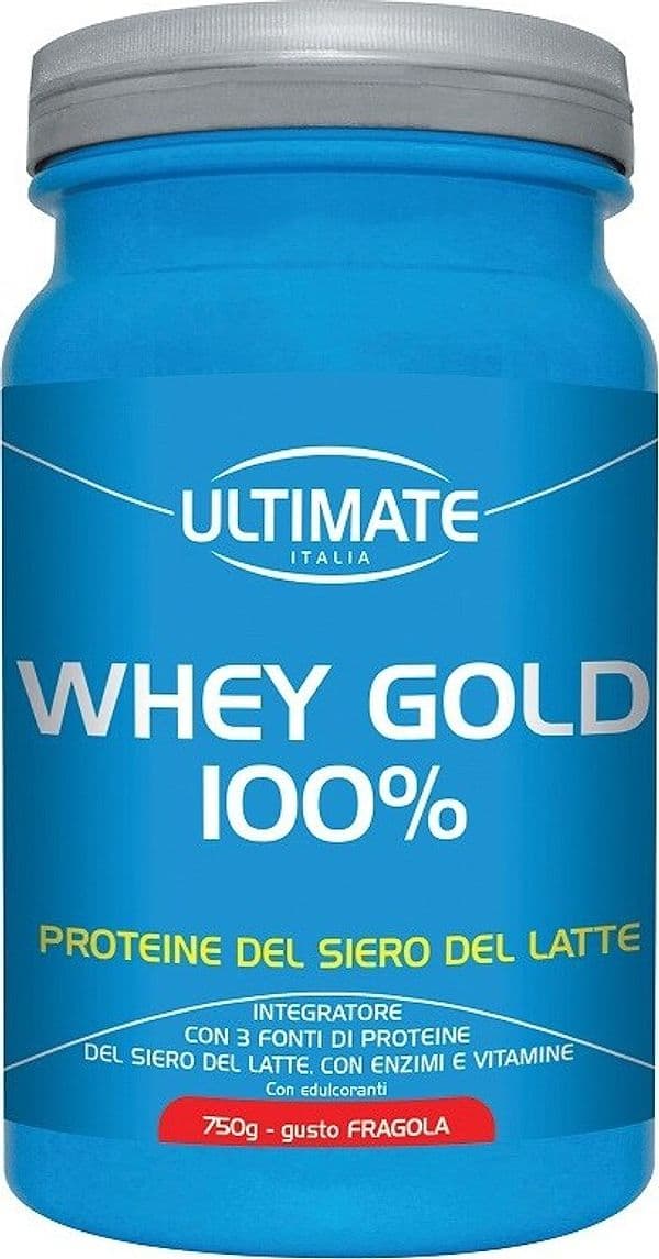 WHEY-GOLD-100%-FRAGOLA-integratore-alimentare-in-polvere-750-g-Ultimate-Italia