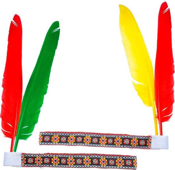Widmann Fascia Indiano con 2 Piume Assortito Carnevale