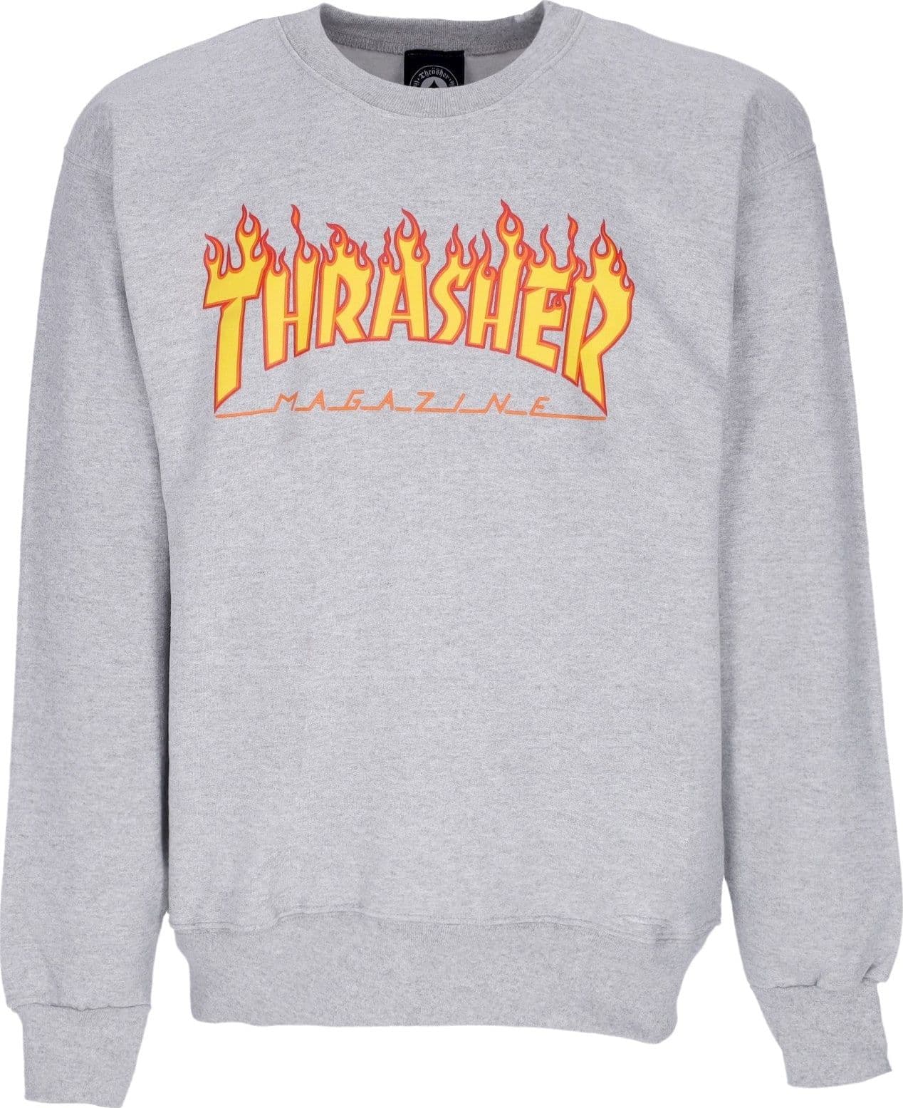 THRASHER Felpa Girocollo Uomo Flame Crewneck Light Steel/yellow da uomo in Felpe senza cappuccio Drestige - Casamassima, commercioVirtuoso.it