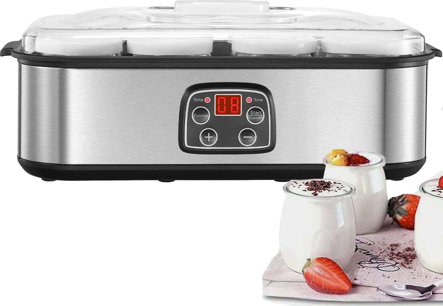 Yogurtiera Elettrica Display LCD Yogurella 8 Vasetti Da 180 Ml Controllo della Temperatura Timer 48 Ore Spegnimento Automatico Acciaio Inossidabile 30 Watt YYNN Casa e cucina/Elettrodomestici per la cucina/Elettrodomestici speciali/Yogurtiere BBuy - Battipaglia, Commerciovirtuoso.it