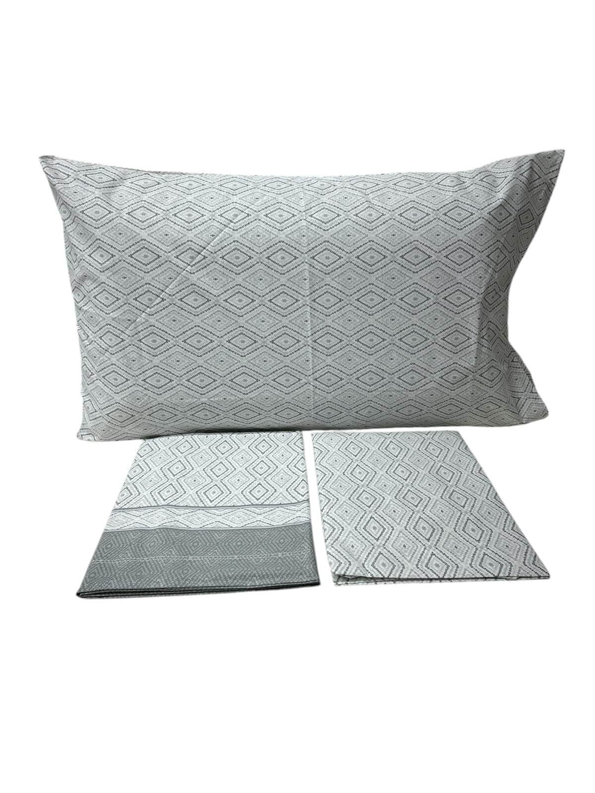 Completo Lenzuola Rombi Singolo in Cotone Made in Italy in Set di lenzuola e federe The King Luxury - San Marcellino, commercioVirtuoso.it