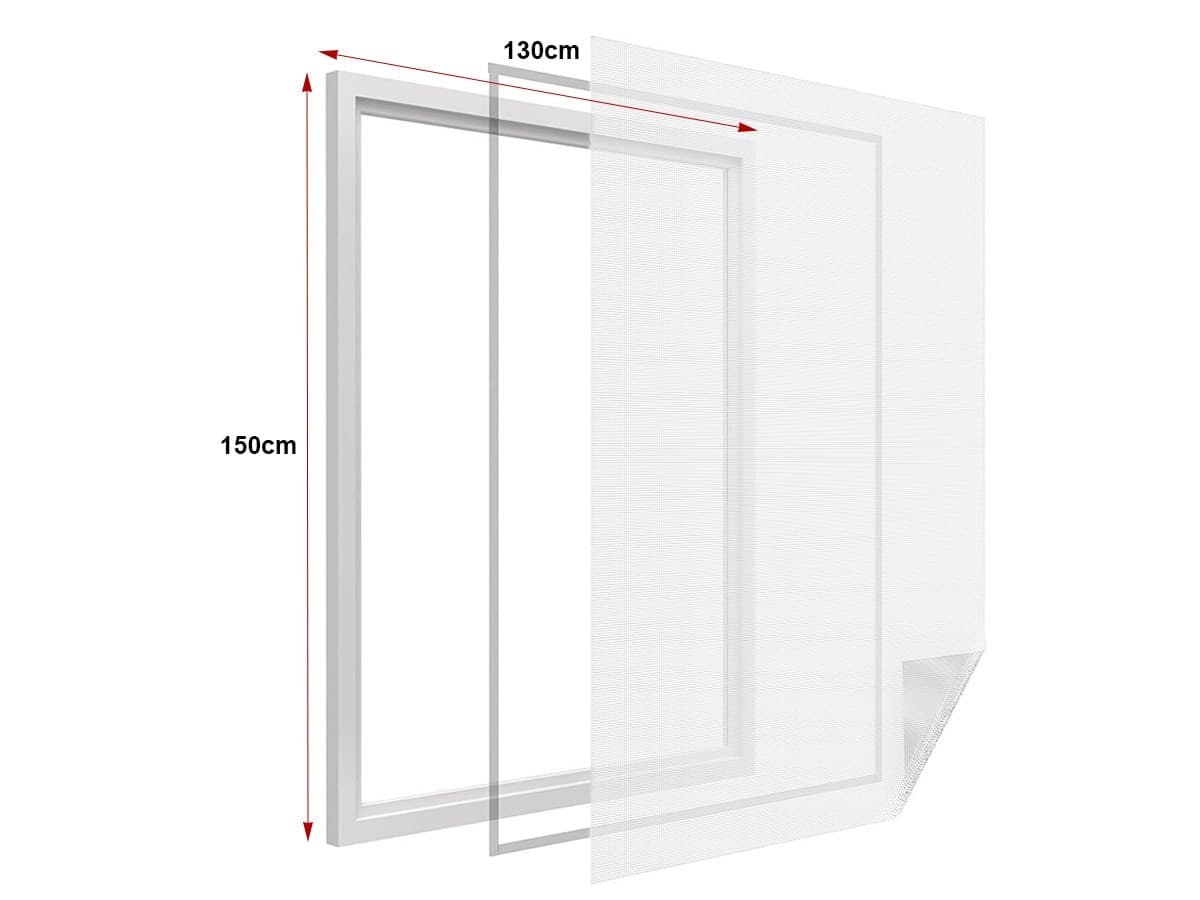 Zanzariera-Finestra-Bianca-Adesiva-Con-Nastro-In-Velcro-Misura-130X150cm-Ledlux