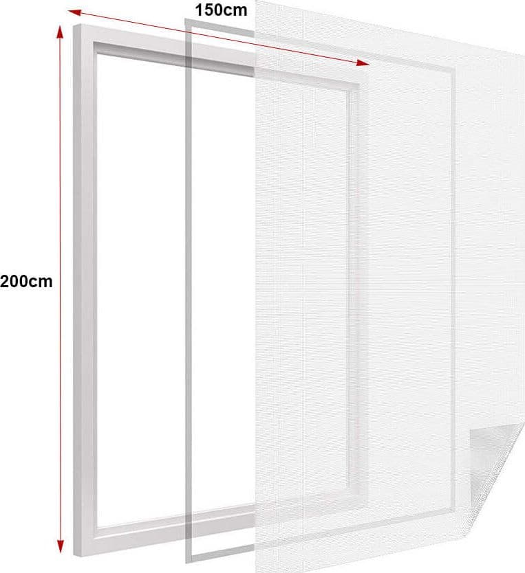 Zanzariera-Finestra-Bianca-Adesiva-Con-Nastro-In-Velcro-Misura-150X200cm-Ledlux