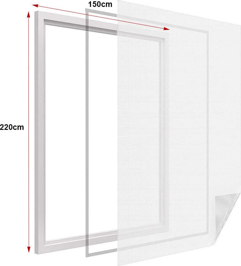 Zanzariera-Finestra-Bianca-Adesiva-Con-Nastro-In-Velcro-Misura-150X220cm-Ledlux