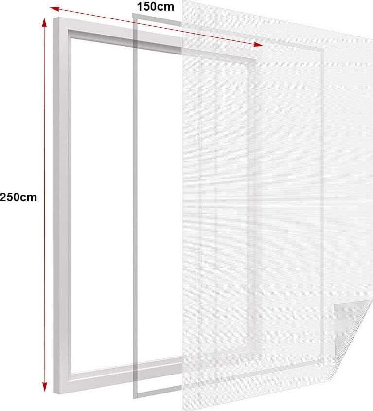 Zanzariera-Finestra-Bianca-Adesiva-Con-Nastro-In-Velcro-Misura-150X250cm-Ledlux