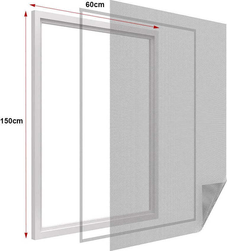 Zanzariera-Finestra-Nera-Adesiva-Con-Nastro-In-Velcro-Misura-60X150cm-Ledlux