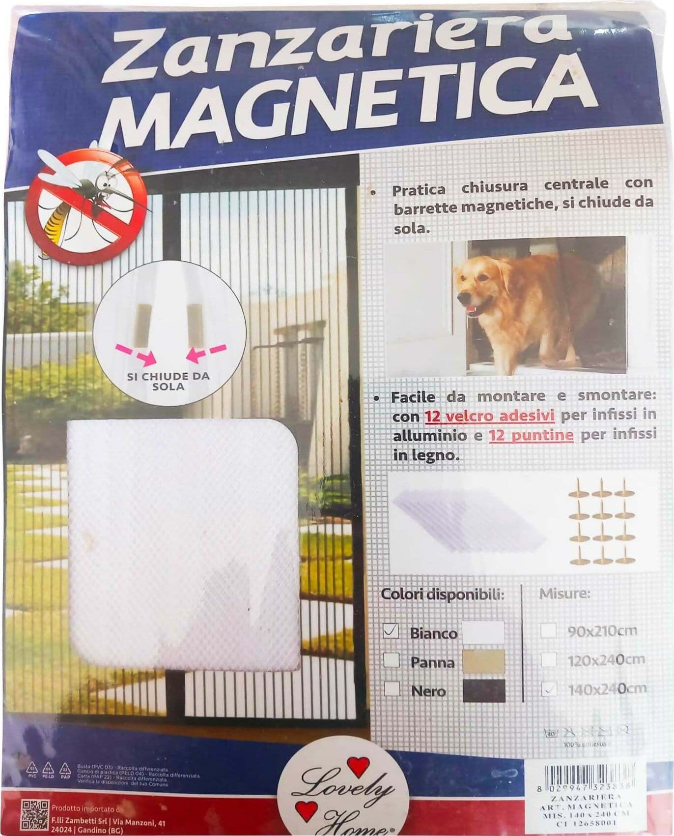 Zanzariera Magnetica (consegna gratuita ) Con Pratica Chiusura Centrale E Barrette Magnetiche Si Chude Da Sola Colore Panna 140cm X 240 Cm