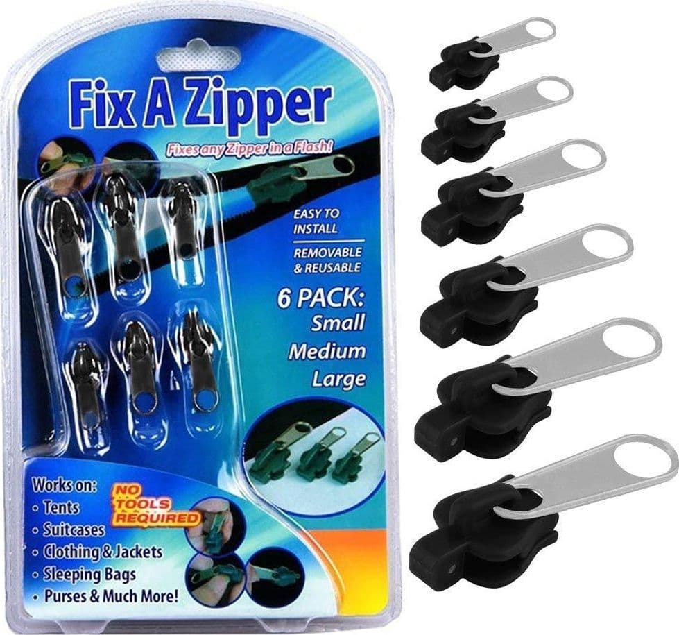 Zip-Cerniera-Universale-6-Pezzi-3-Dimensioni-Riparazione-Immediata-Fix-Zipper