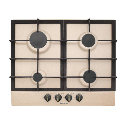Glem Gas DGP64GHAVE Piano Cottura Gas 4 Fuochi Smaltato Sabbia Griglie Ghisa