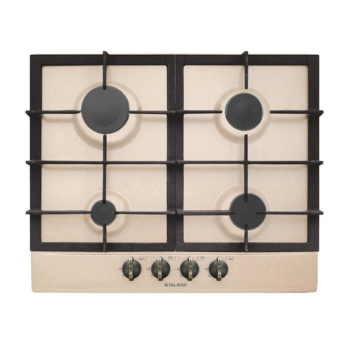 Glem Gas DGP64GHAVE Piano Cottura Gas 4 Fuochi Smaltato Sabbia Griglie Ghisa