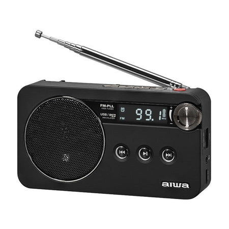 Aiwa RS-77PLL Radio FM RDS USB MicroSD Portatile Nera