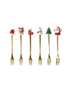 Posate Brandani Set 6 Forchettine Natalizie Oro Acciaio Inox Silicone 15cm