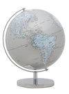 Mappamondo girevole chiaro con base in metallo per decorazione interni h 34 cm