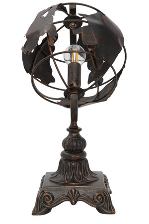 Lampada da tavolo stile mappamondo in metallo per interni