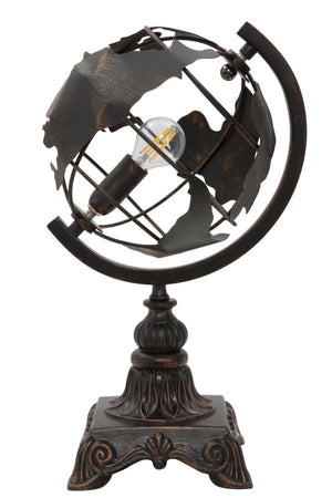 Lampada da tavolo stile mappamondo in metallo per interni
