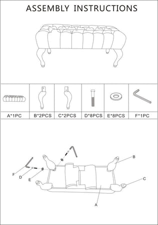 Panca "Provenza" in tessuto gambe in legno MDF per camera da letto