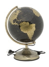Mappamondo girevole con luce base in metallo per decorazione interni h 38 cm