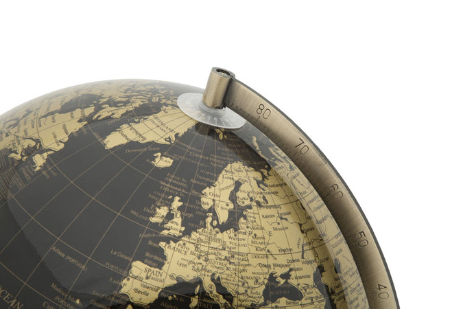 Mappamondo girevole con luce base in metallo per decorazione interni h 38 cm