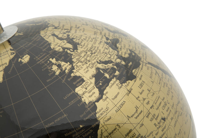 Mappamondo girevole con luce base in metallo per decorazione interni h 38 cm