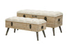 Panca in tessuto con contenitore in legno gambe in ferro per interni set da 2