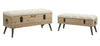 Panca in tessuto con contenitore in legno gambe in ferro per interni set da 2