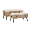 Panca in tessuto con contenitore in legno gambe in ferro per interni set da 2