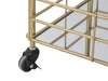 Carrello con ruote struttura in ferro color oro con 3 ripiani in specchio