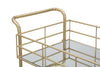 Carrello con ruote struttura in ferro color oro con 3 ripiani in specchio