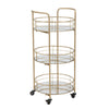 Carrello con ruote struttura in ferro color oro con 3 ripiani in specchio