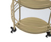 Carrello con ruote struttura in ferro color oro con 3 ripiani in specchio