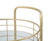 Carrello con ruote struttura in ferro color oro con 3 ripiani in specchio