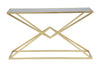 Console Piramid struttura in ferro color oro e vetro per interni