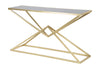 Console Piramid struttura in ferro color oro e vetro per interni