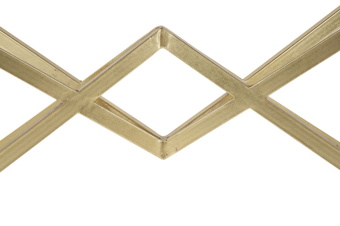Console "Piramid" struttura in ferro color oro e vetro per interni