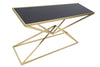 Console Piramid struttura in ferro color oro e vetro per interni