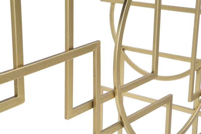 Console "Marie" con struttura in ferro color oro e vetro per interni