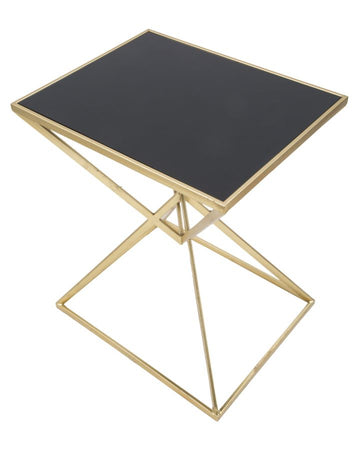 Tavolo da caffè "Piramid" struttura in ferro color oro e vetro per interni