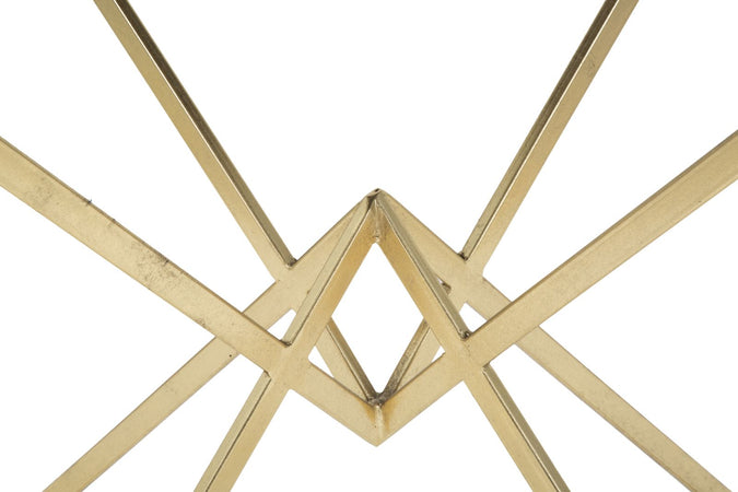 Tavolo da caffè "Piramid" struttura in ferro color oro e vetro per interni