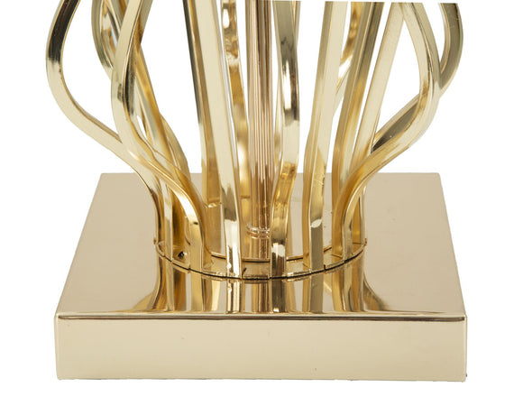 Lampada struttura in metallo e poliestere colore crema e oro per interni