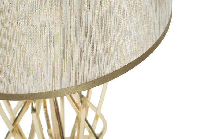 Lampada struttura in metallo e poliestere colore crema e oro per interni