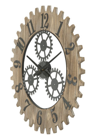 Orologio con ingranaggi da parete in legno MDF e metallo per salotto e cucina