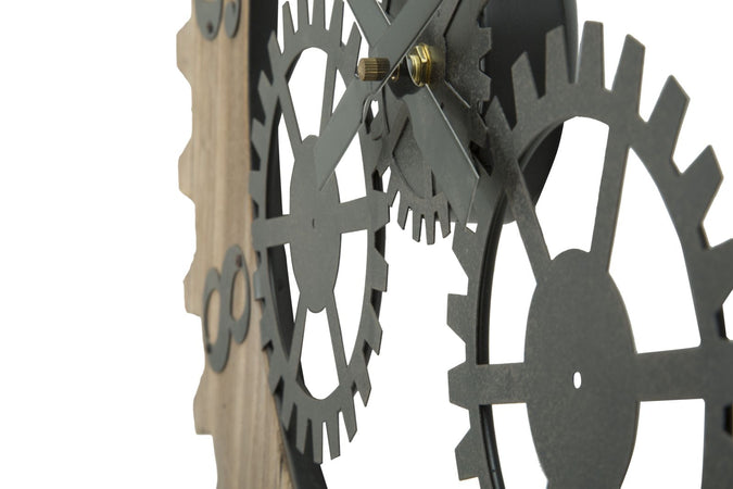 Orologio con ingranaggi da parete in legno MDF e metallo per salotto e cucina