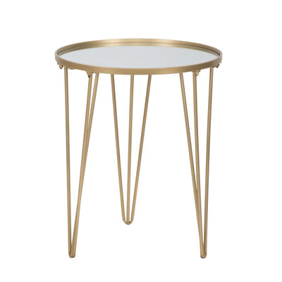 Tavolino da caffè struttura in ferro color oro e vetro per interni